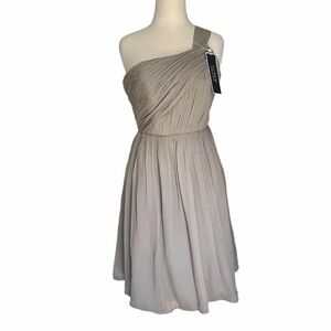 J. Crew Gray Silk Chiffon One Shoulder Bridal Cocktail Dress S 4 New